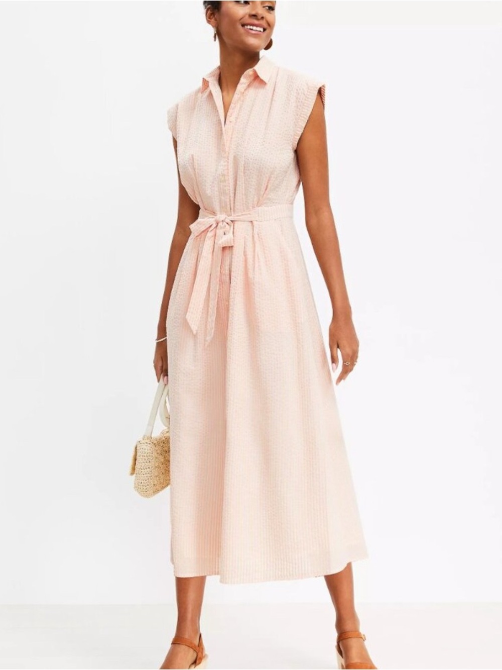 Loft Cotton Seersucker Dress - Picture 6 of 6